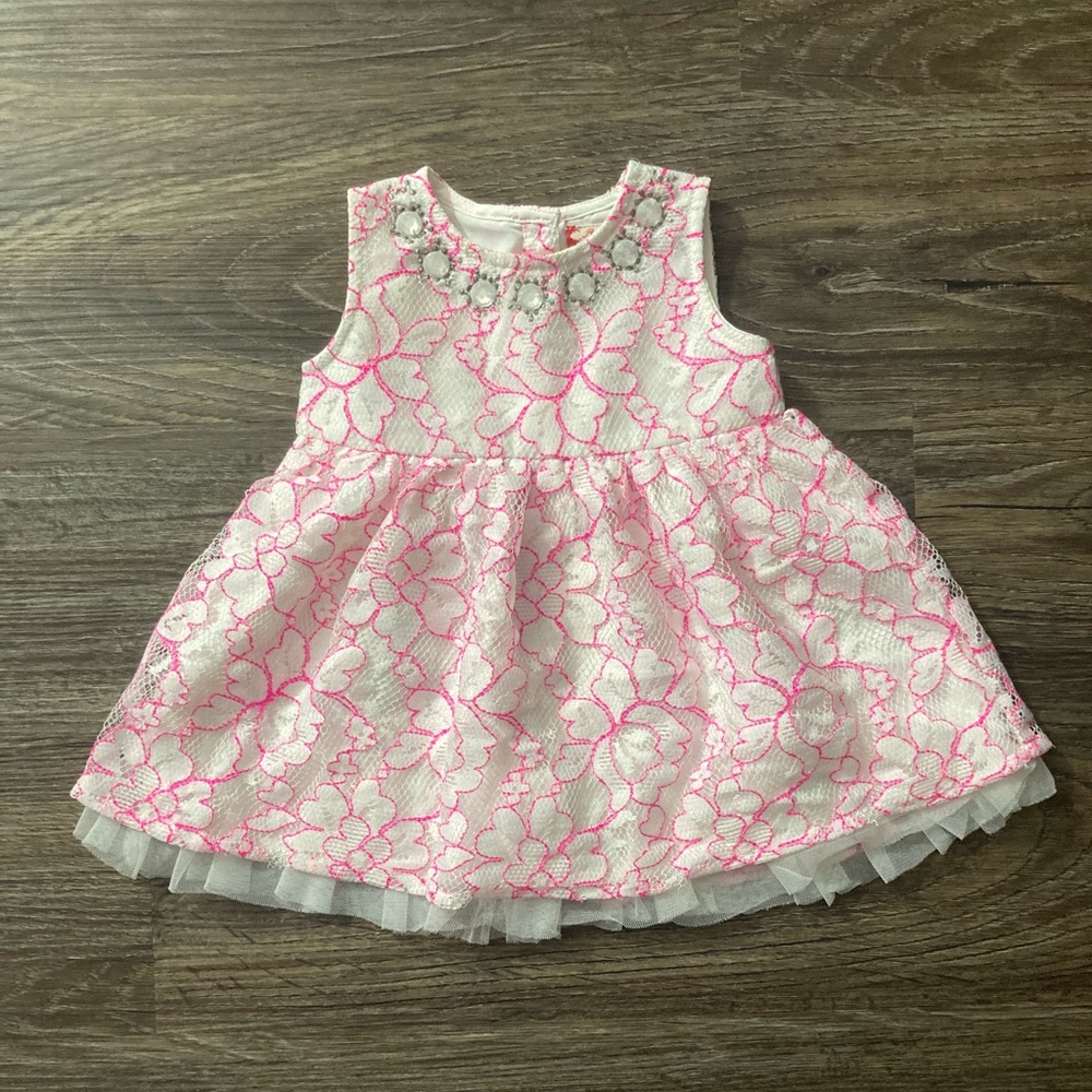 White dress with Pink Flowers